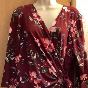 NWT Nina Leonard Red Faux Wrap Dress Size:  XL